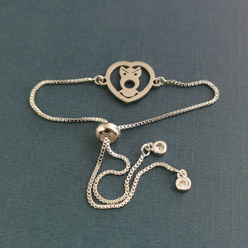 2021 New style simple and retro jewelry bracelet, stainless steel heart-shaped owl pendant, adjustable bracelet for women wholesale detail image 4