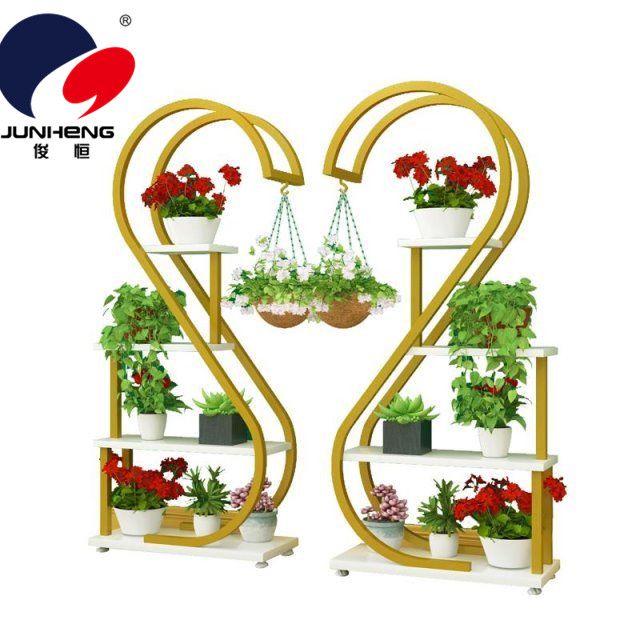 Heart-shaped indoor multi-layered simple storage rack, floor-standing green ivy flower stand, succulent flowerpot stand, living room decoration Specification image