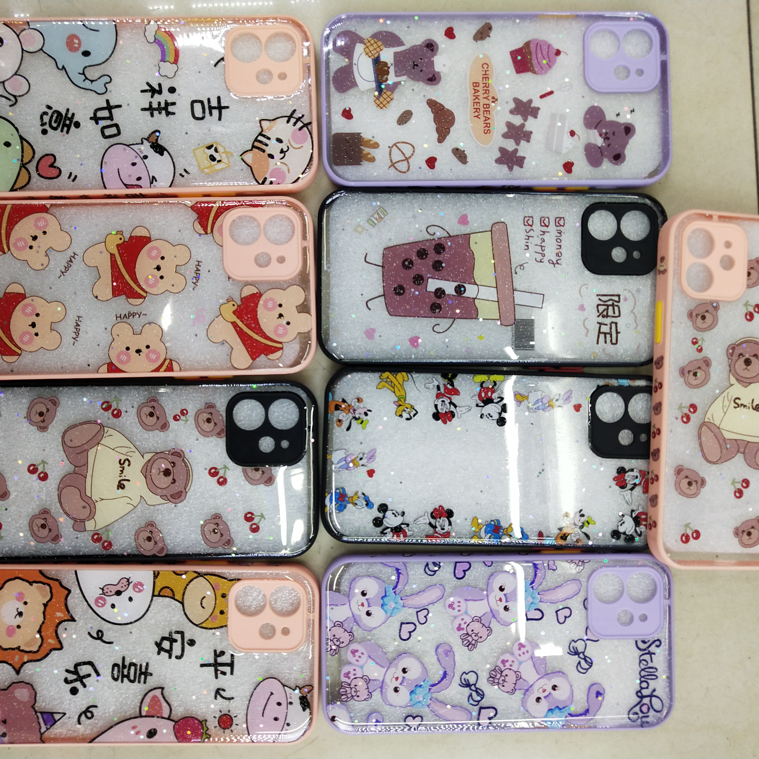 Drop glue double side picture color button mobile phone case protective case
