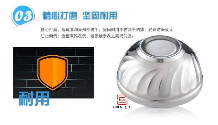 Stainless steel double-layer heat-insulating bowl, anti-scald and anti-drop lily bowl, bright bowl, cafeteria bowl pic 6
