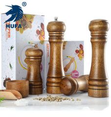 Pepper mill Salt shaker Set Manual wooden pepper mill shaker powder cylinder salt shaker seasoning shaker two sets