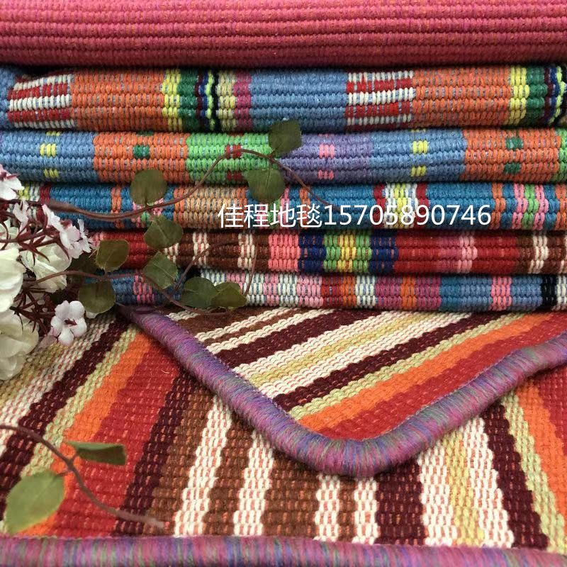 Recycled yarn rainbow mat, cotton cloth woven mat, door mat, foot mat, anti-slip mat, colored cotton mat, cloth mat full figure