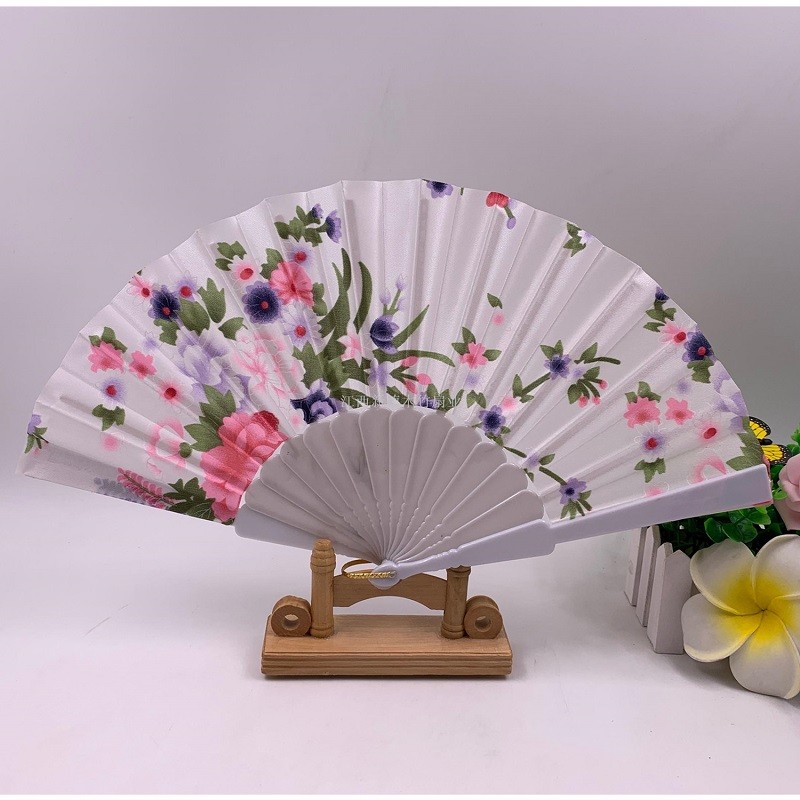Dezhen flat silk fabric plastic folding fan cheongsam fashion show Chinese style lace fan, lace advertising promotion gift detail image 3