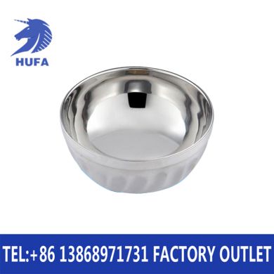 Stainless steel double-layer heat-insulating bowl, anti-scald and anti-drop lily bowl, bright bowl, cafeteria bowl details Picture