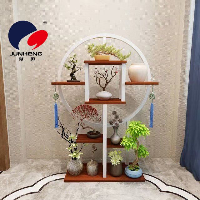 European-style copper coin flower stand, balcony, light luxury style decorative items, living room, floor-standing combination iron art storage rack Application Scenario
