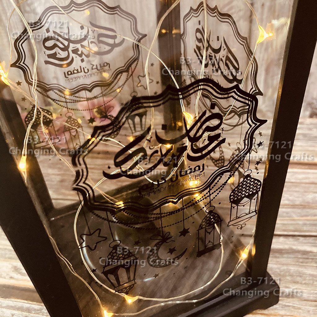 Ramadan wind lanterns, plastic glass lanterns, candlesticks, home decorations, wedding ancient-style road lamps, soft decoration props Specification image