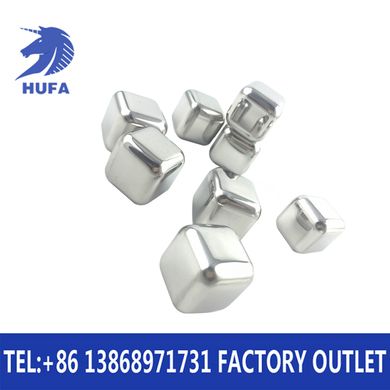 Hufa Pure 304 stainless steel ice cubes in stock for wholesale. 304 stainless steel ice cubes, stainless steel quick-frozen ice cubes, whisky ice cubes, bar wine supplies, creative metal quick-frozen ice cubes, frozen square cooling ice Specification image
