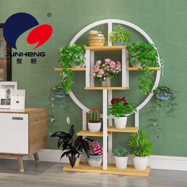 European-style copper coin flower stand, balcony, light luxury style decorative items, living room, floor-standing combination iron art storage rack Item Picture