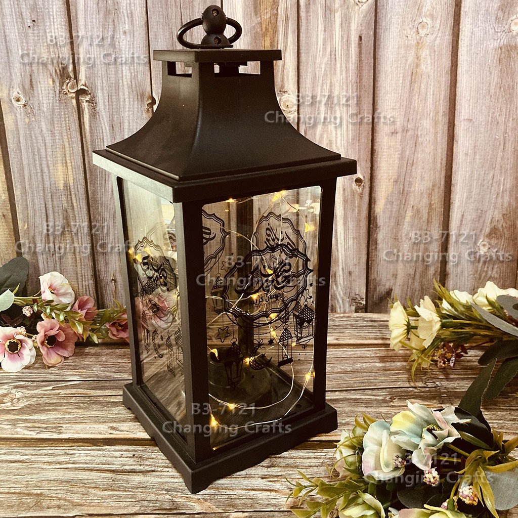 Ramadan wind lanterns, plastic glass lanterns, candlesticks, home decorations, wedding ancient-style road lamps, soft decoration props detail image 1
