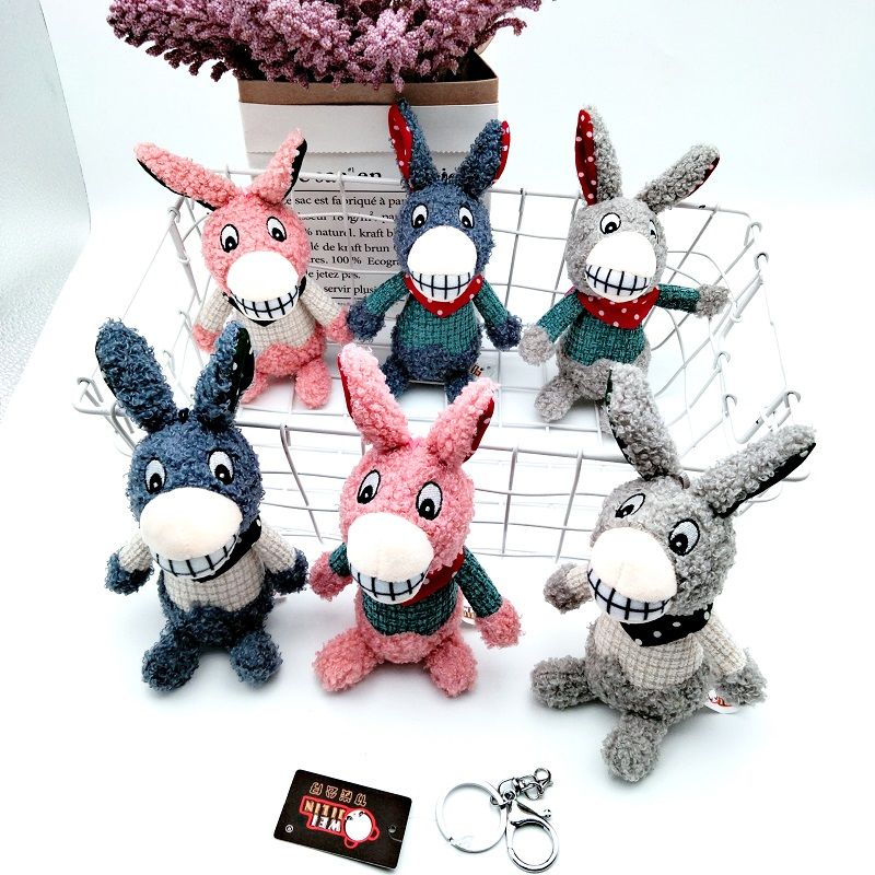 Creative cute little donkey plush doll pendant market donkey for men and women car keychain gift pendant doll