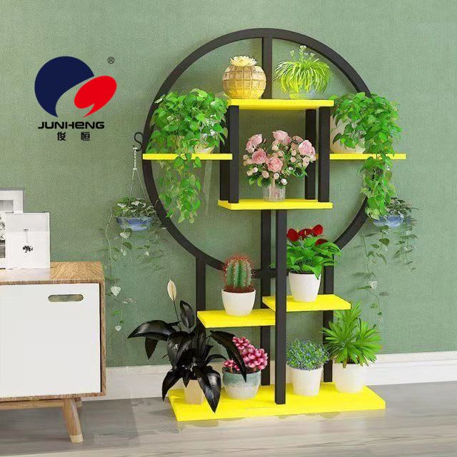 European-style copper coin flower stand, balcony, light luxury style decorative items, living room, floor-standing combination iron art storage rack Specification image