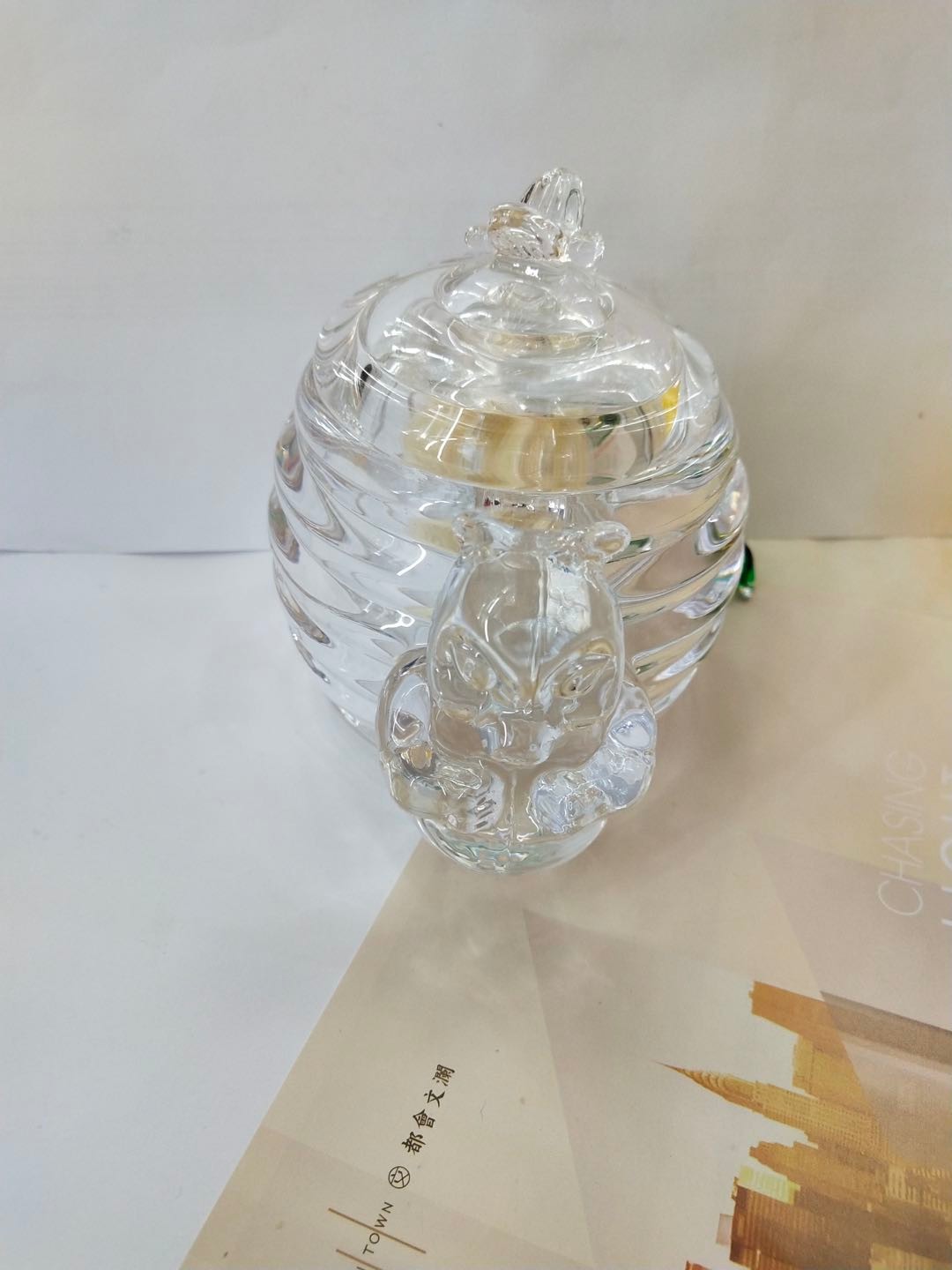 Retro glass sugar jar, crystal candy jar with lid, storage jar, exquisite ins-style cosmetic storage decorative item pic 1