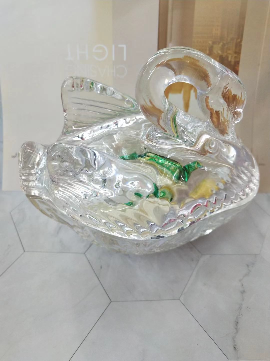 欧式玻璃天鹅糖缸简约水果罐装饰摆件复古精美ins风                                   详情6