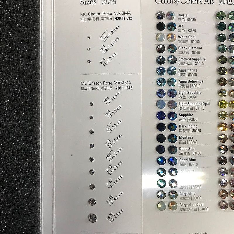 Czech Baume & Mercier Osha flat-bottomed diamond color card, colored rhinestone inlaid accessories, white DIY hand-dotted diamond color card details Picture