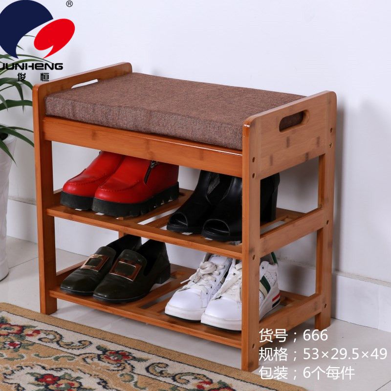 Shoe stool Door locker sofa shoe cabinet European modern simple solid wood two-storey shoe stool