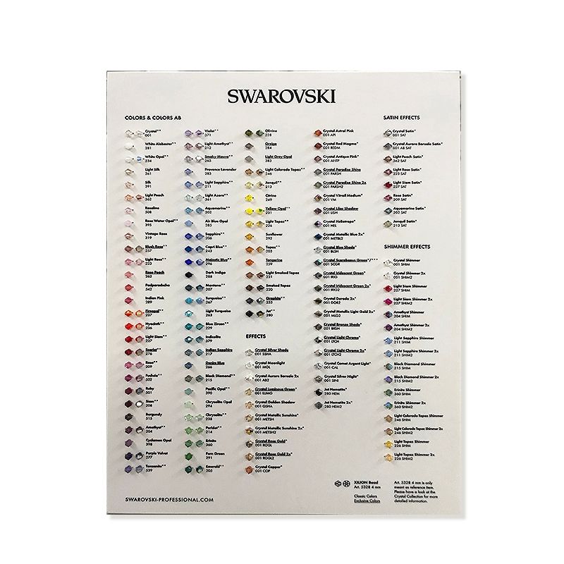 色卡/施华洛世奇水晶珠色卡/彩色DIY手工对色板白底实物图