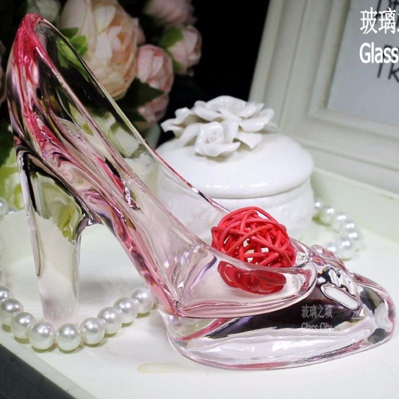 浪漫粉红水晶鞋高跟鞋摆件节日情侣生日礼品赠女友情人节礼物