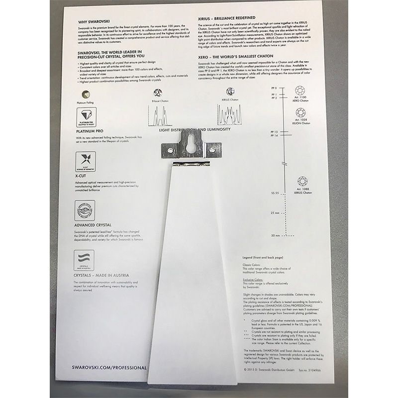 施华洛世奇色卡水钻尖底水钻色卡白色彩色DIY手工点钻对色板配饰