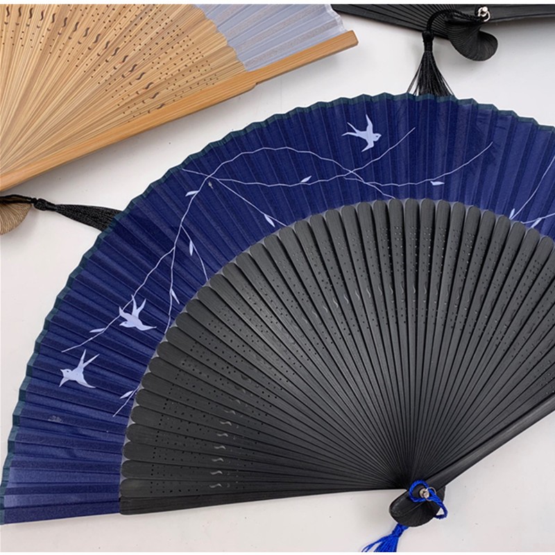 古风扇子  中国风竹扇  定制复古风折叠扇  手绘扇广告扇  雪纺真丝扇详情图7