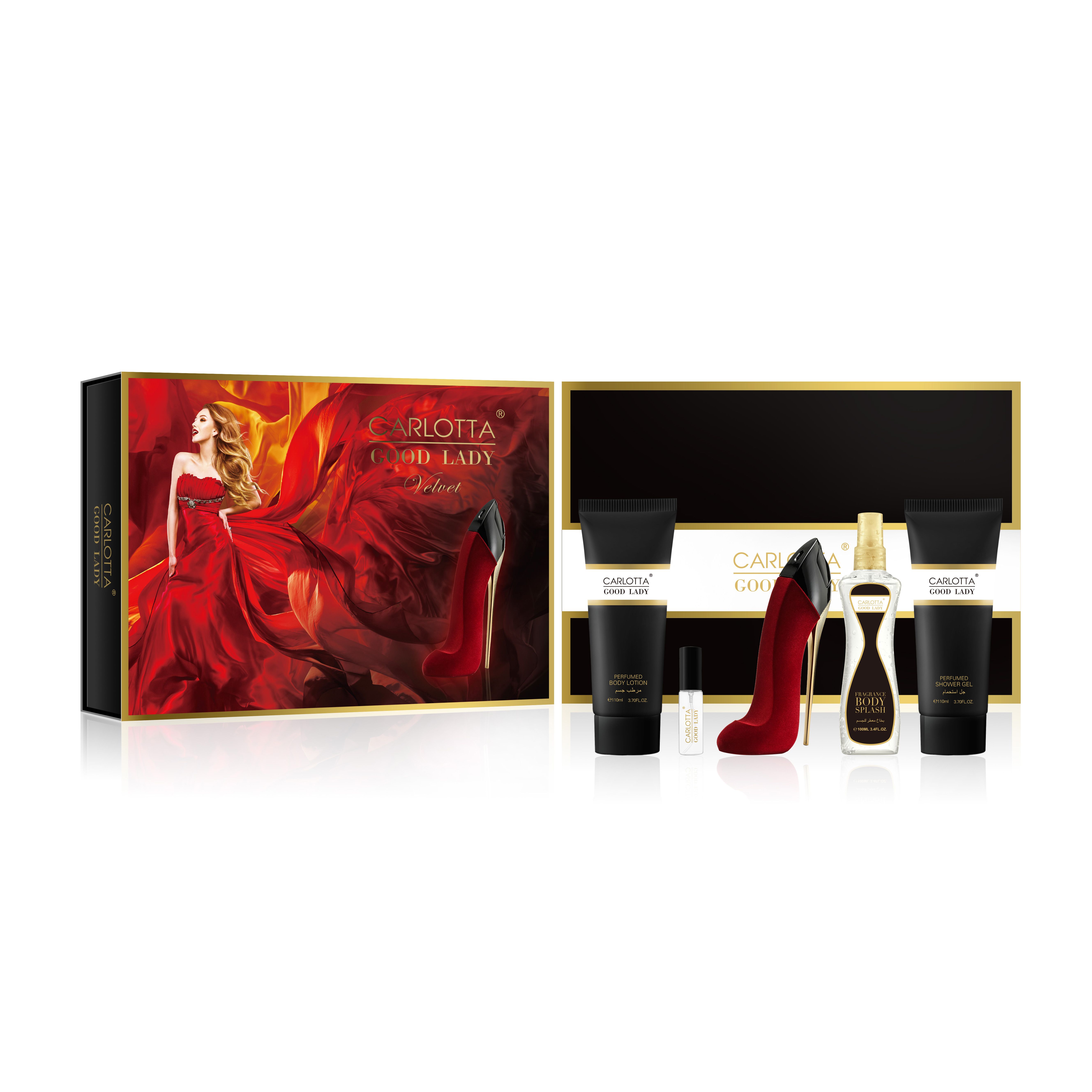 New ladies perfume flocking high heels 5 sets perfume gift box