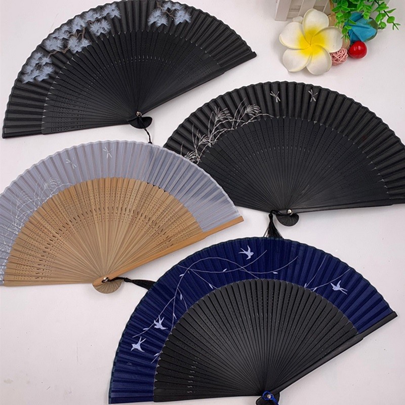 古风扇子  中国风竹扇  定制复古风折叠扇  手绘扇广告扇  雪纺真丝扇详情图1