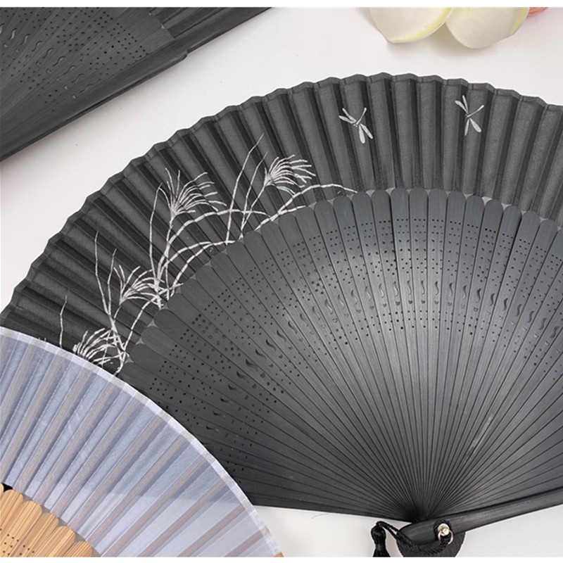古风扇子  中国风竹扇  定制复古风折叠扇  手绘扇广告扇  雪纺真丝扇详情图6