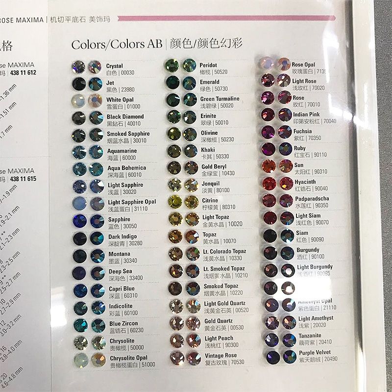 Czech Baume & Mercier Osha flat-bottomed diamond color card, colored rhinestone inlaid accessories, white DIY hand-dotted diamond color card Item Picture