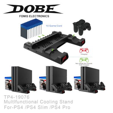 DOBE PS4/SLIM/PRO Multi-function cooling base Fan + tray + Dual charging cooling base with LED lights