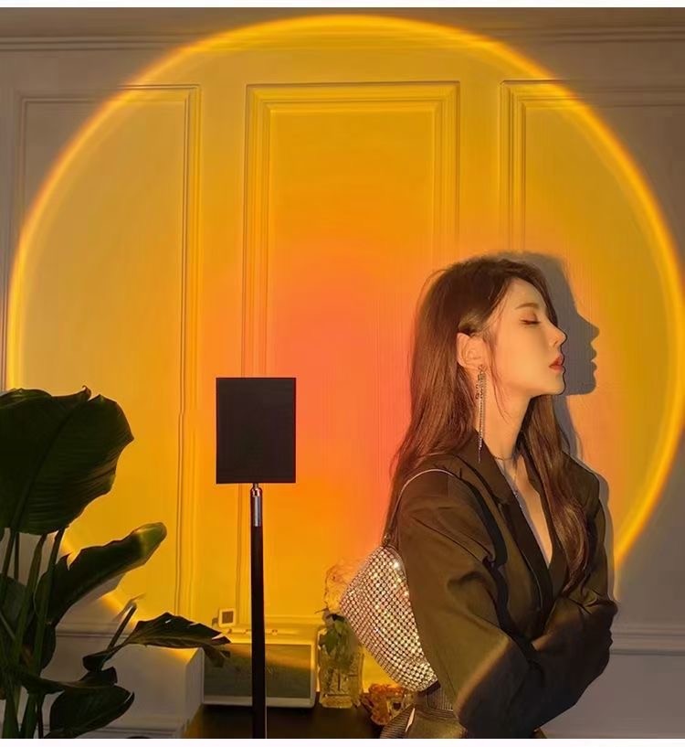 LED灯彩虹投影灯落日灯日不落灯网红直播背景投影氛围台灯详情图1