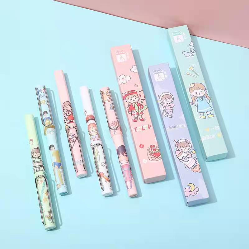 晨兮创意diy贴纸钢笔小女孩单支盲盒幸运礼盒学生礼品文具