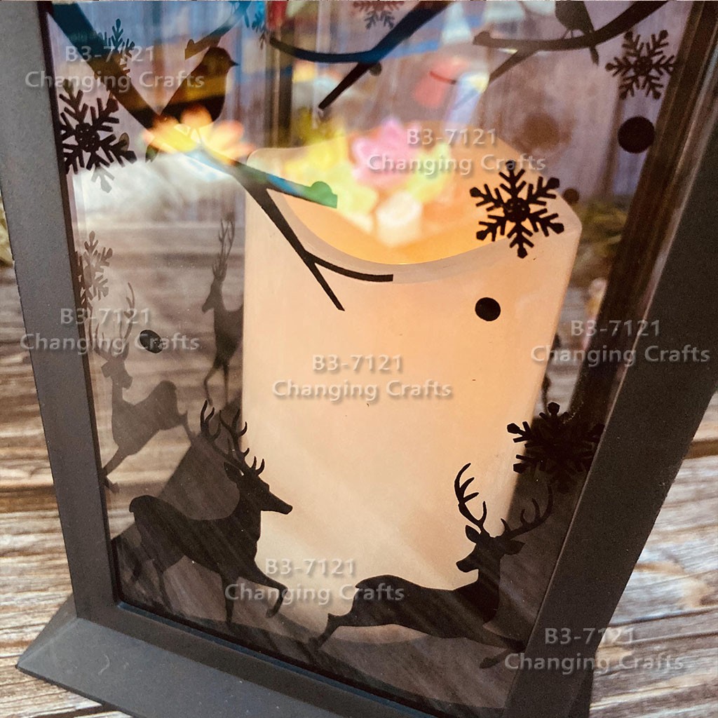 Christmas wind light, large black Nordic simple plastic glass windproof candle holder, romantic wedding decoration piece detail image 16