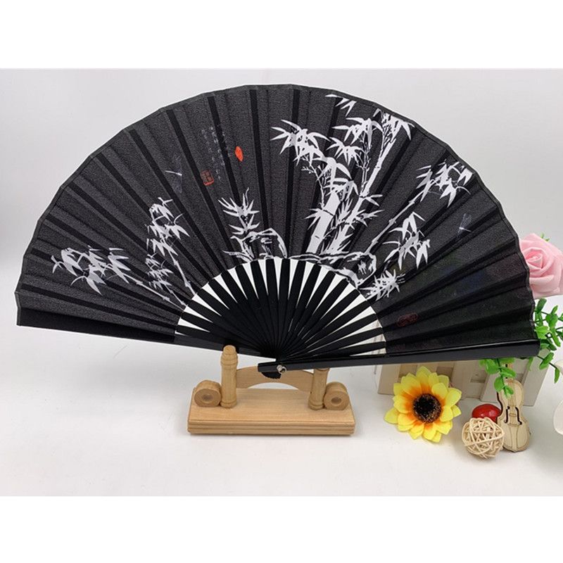 Painted edge hand-painted and spray-painted folding fan * Ancient-style folding fan with hollowed-out design * Japanese-style Japanese fan * bamboo folding fan with a cat details Picture