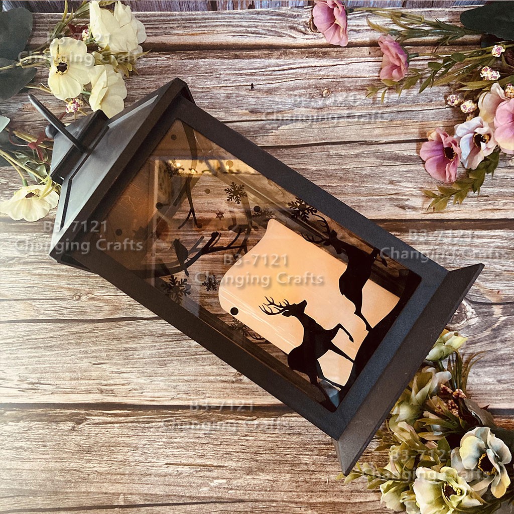 Christmas wind light, large black Nordic simple plastic glass windproof candle holder, romantic wedding decoration piece detail image 15