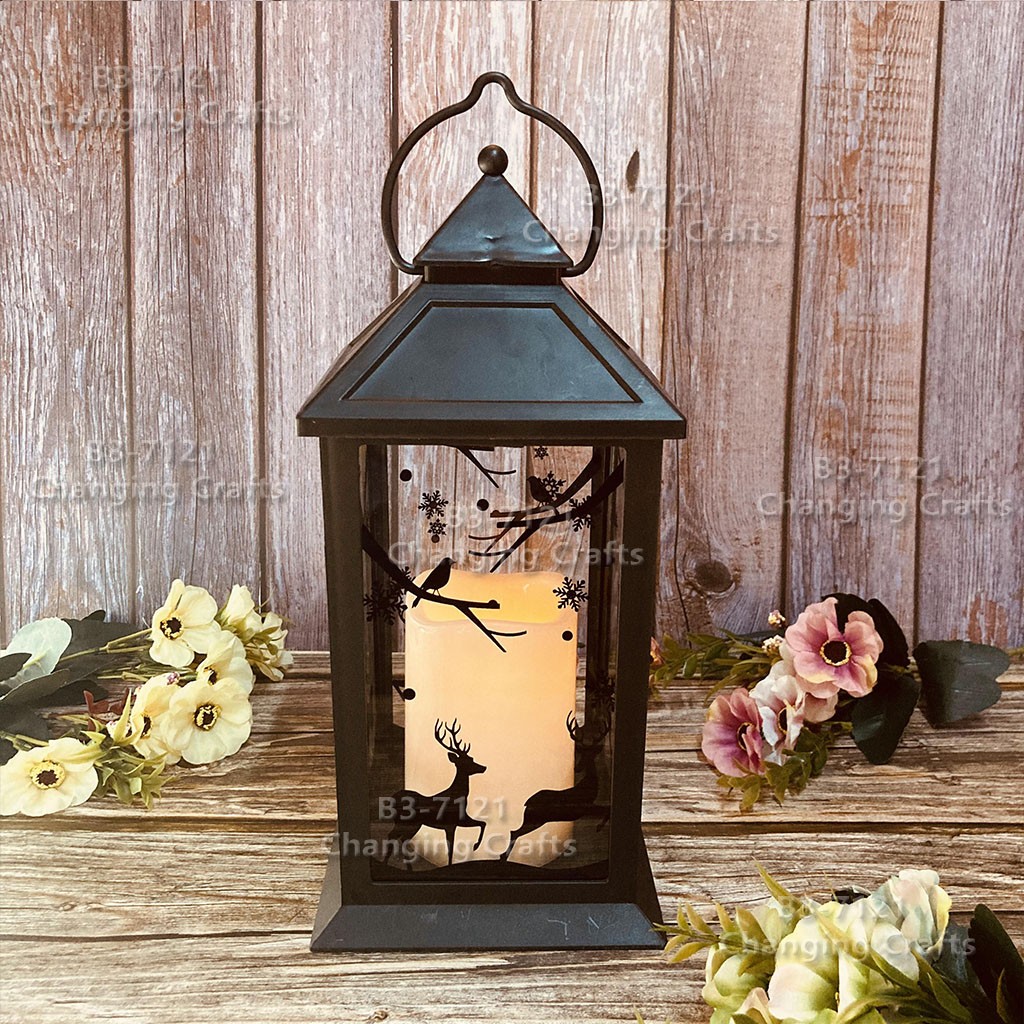 Christmas wind light, large black Nordic simple plastic glass windproof candle holder, romantic wedding decoration piece detail image 13