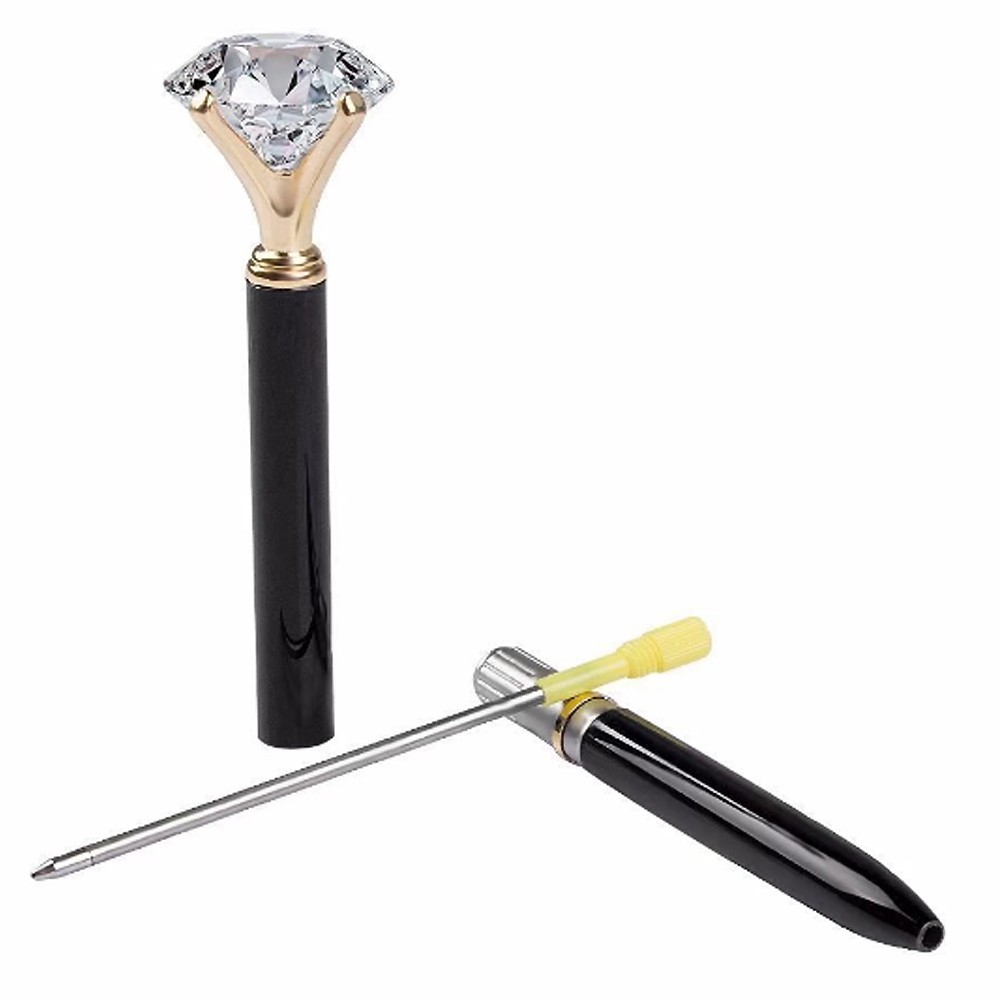 Wedding hotel advertisement Rose gold large diamond ballpoint pen Metal glass diamond ballpoint pen detail image 5