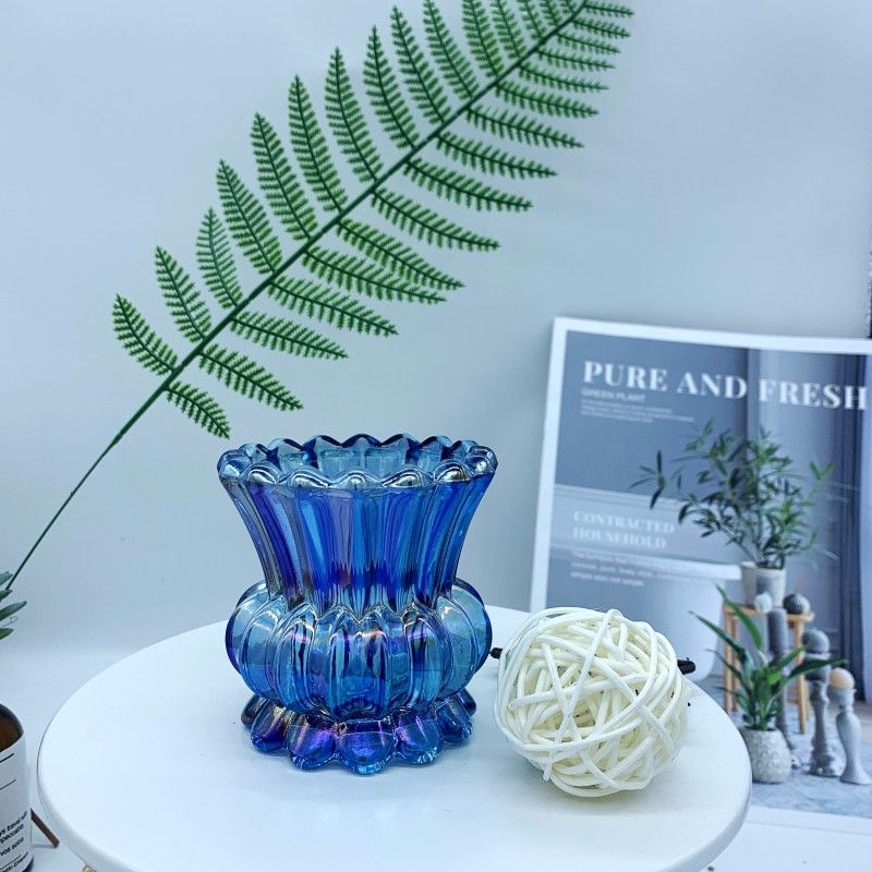 Stained glass candlestick planter succulent pot, home decor