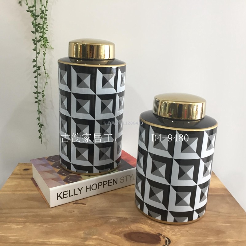 古韵家居工厂直销陶瓷工艺品轻奢摆件手工高温花瓶糖果罐详情图1