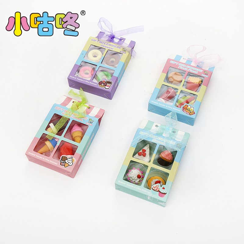Small Gudong 4 color eraser TPR wholesale Korean hut gift box eraser stationery eraser Sassafras