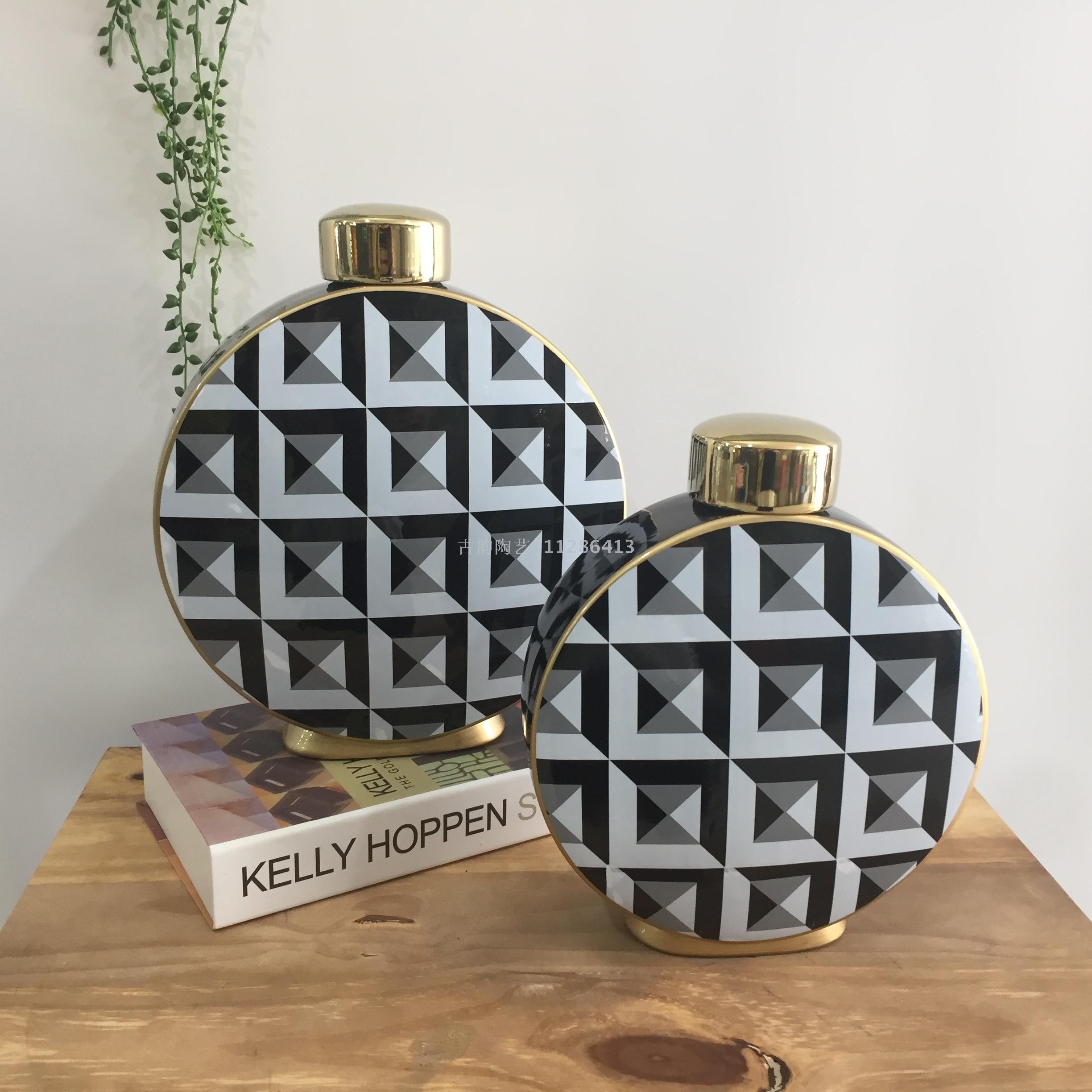 古韵家居工厂直销陶瓷工艺品轻奢摆件手工高温花瓶糖果罐详情图4