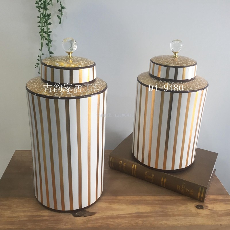 古韵家居工厂直销陶瓷工艺品轻奢摆件手工高温花瓶糖果罐详情图3