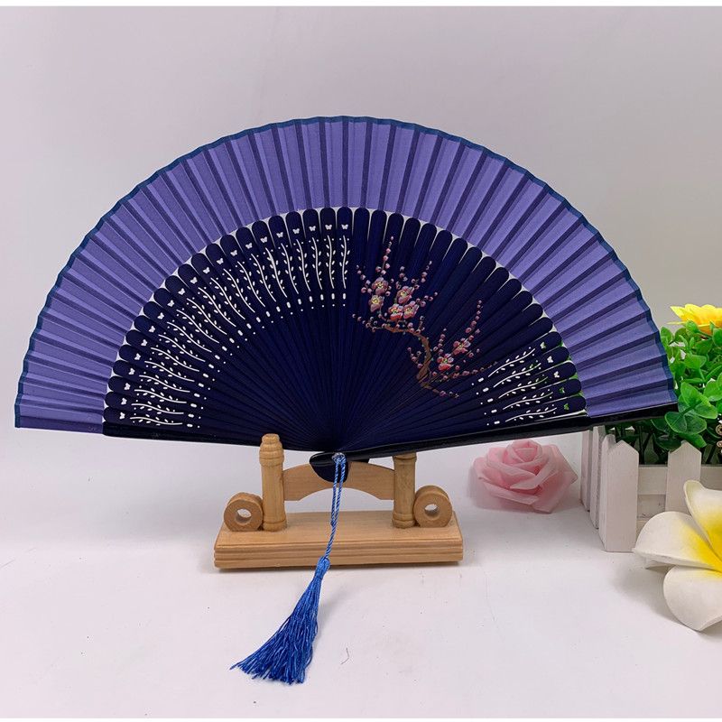 漆边油漆手绘折扇*古风折扇镂空*日式和风扇*竹质折叠扇子批发 修改 本产品采购属于商业贸易行为白底实物图