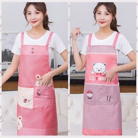 415韩版厨房围裙罩衣男女工作上班广告成人可爱时尚背带家用做饭围腰详情14