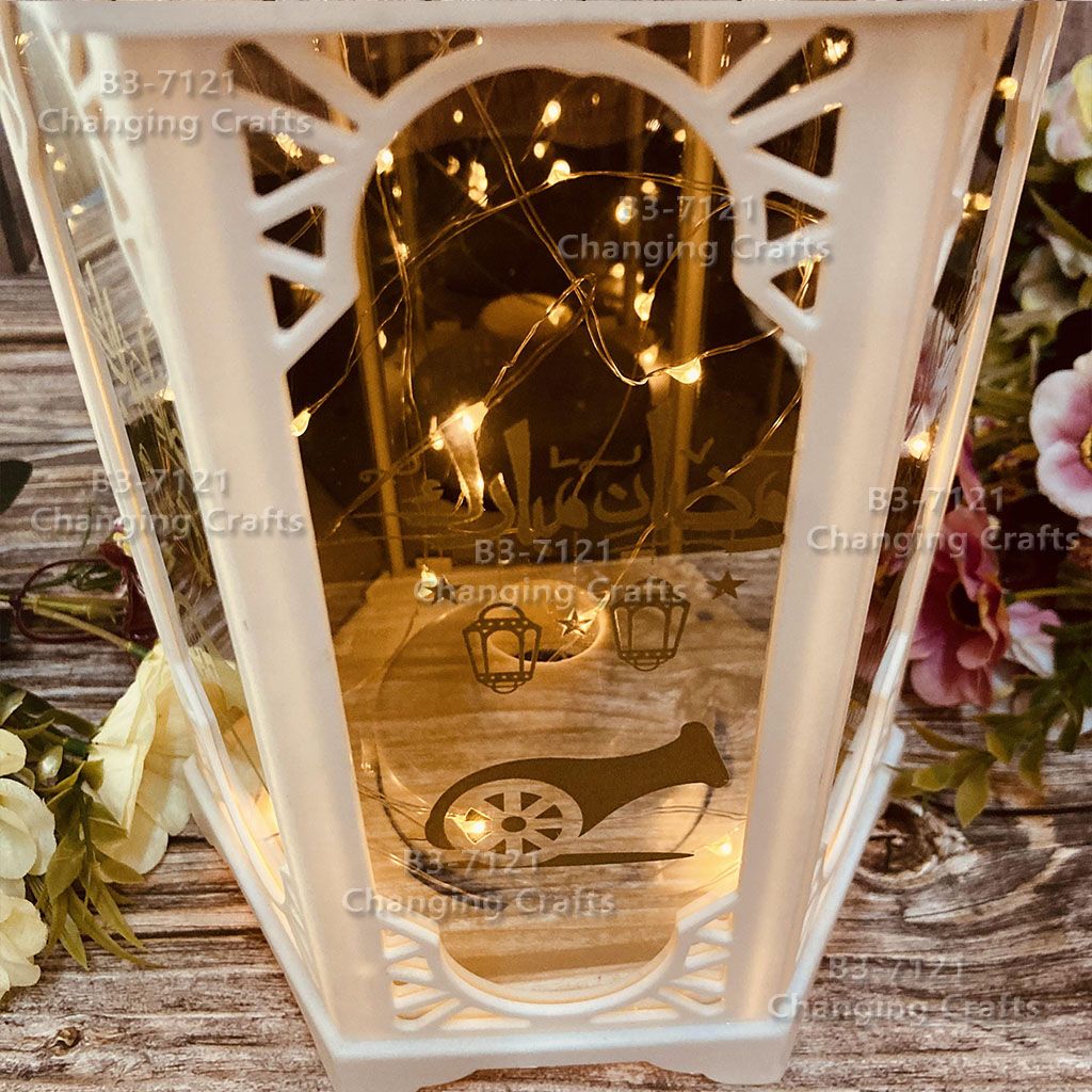 Hexagonal Ramadan large white Christmas wind lantern Nordic simple plastic glass windproof candle holder romantic wedding decoration technology Specification drawing