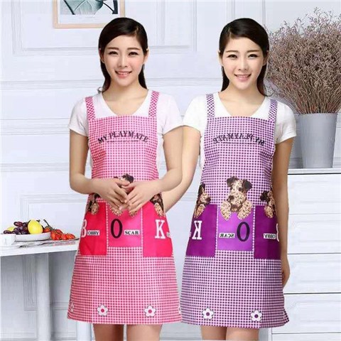 415韩版厨房围裙罩衣男女工作上班广告成人可爱时尚背带家用做饭围腰详情2