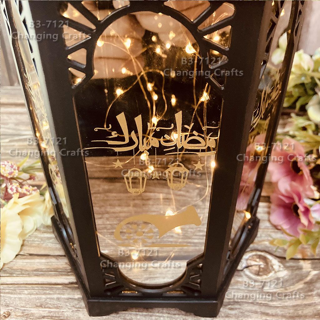 Cross border wholesale hexagonal antique Christmas ghost Festival wishing lantern Ramadan decorative craft stalls wholesale small oil lamp Ramadan Application Scenario