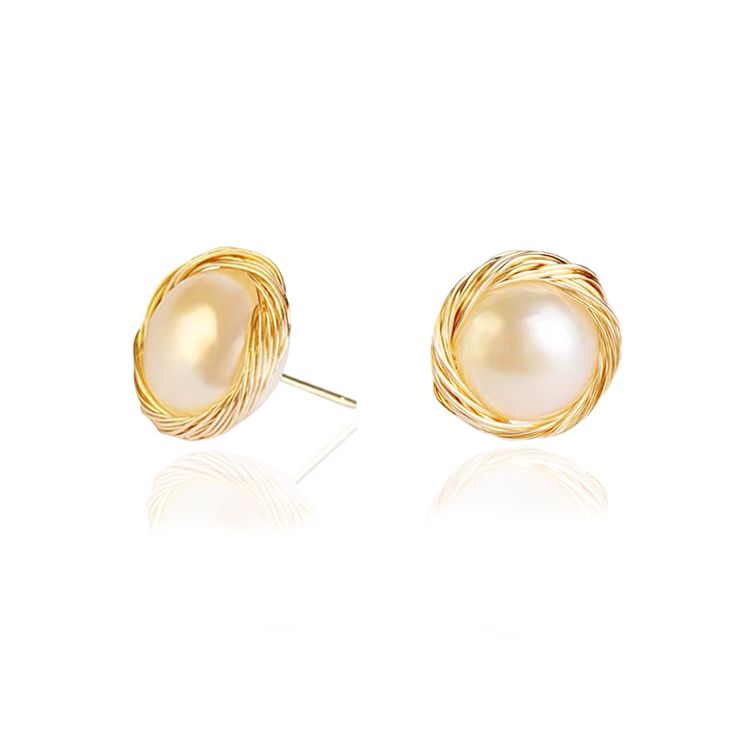 2021 Fashion New Product Luxury Jewelry 14K Gold Plated Freshwater Pearl Daily Wear Handmade Stud Earrings For Women