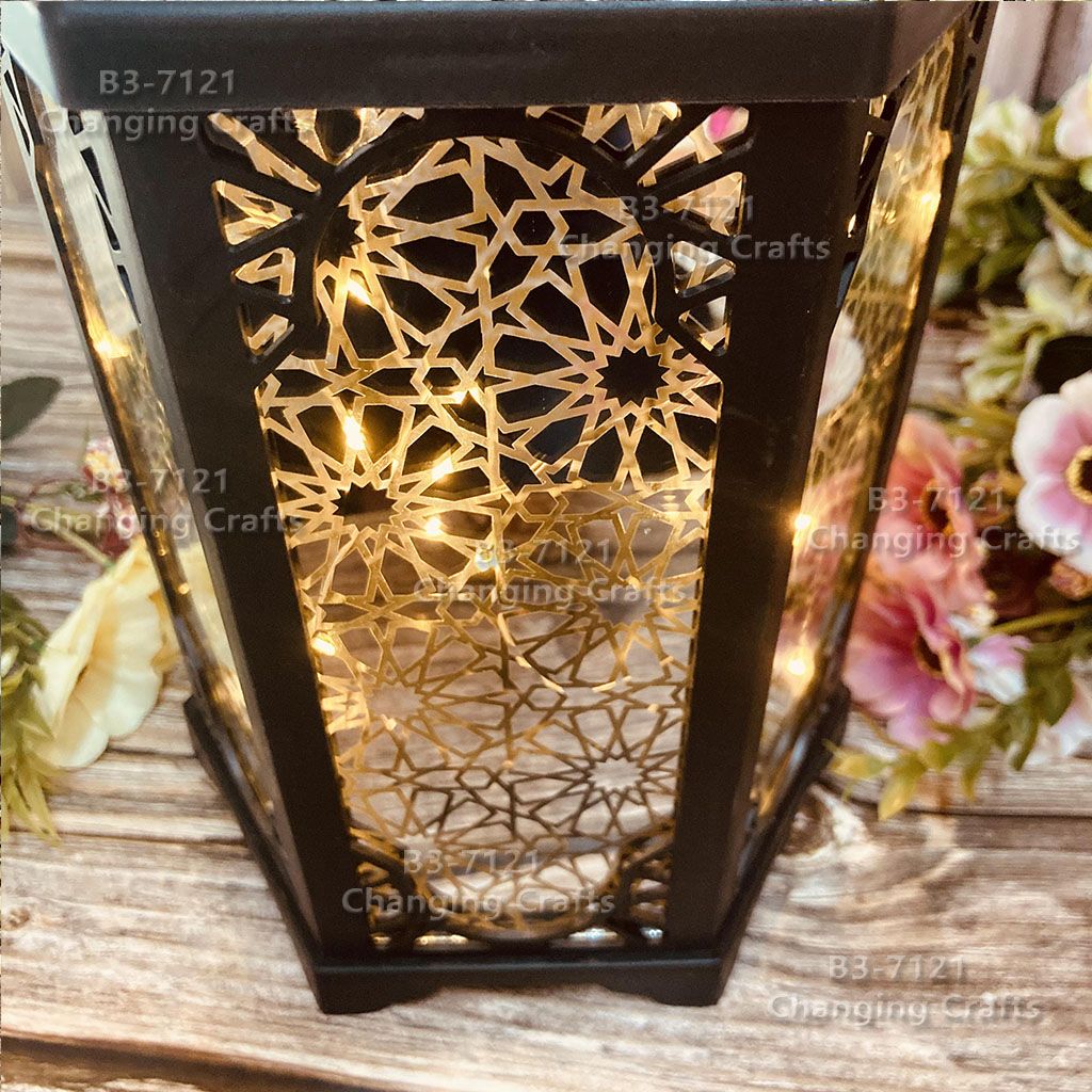 Hexagonal LED wind lantern Outdoor Lawn garden Christmas Halloween Ramadan plastic candle wind lantern Ramadan USB decorative craft Application Scenario