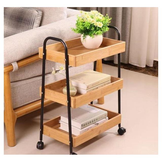 可移动厨房架子夹缝窄收纳架带轮子落地储物架多层小手推车置物架