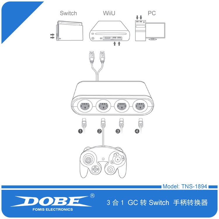 三合一GC手柄转wiiu/pc/switch转换器switch手柄转换器TNS-1894详情图4