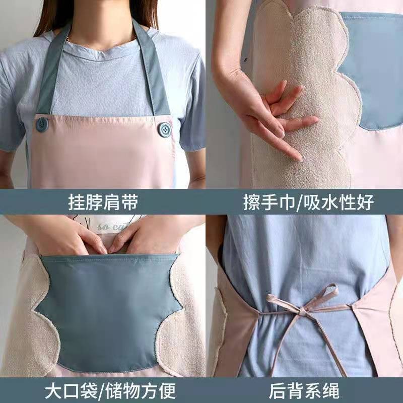 防水可擦手时尚款韩版围裙女厨房家用做饭防油家用罩衣大人详情15